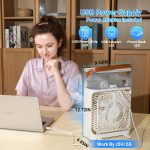مبرد هواء شخصي محمول 1.200 لتر من ان تي ام واي، مروحة تبريد هواء صغيرة فائقة الهدوء مع مرطب للاستخدام في جميع المواسم، 5 رذاذ بارد و4 سرعات، 7 اضاءة ليلية ومؤقت 2-8 ساعات، جهاز تحكم عن بعد - الصورة 7