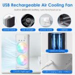 Mobile Air Conditioner, USB Portable Air Cooler, Mini Air Conditioner, Portable Air Cooler Fan, 3 Wind Speeds, Spray Function, 7 Colours Light - الصورة 4