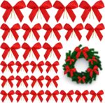 Pack of 36 Christmas Bows Red Ribbon Bow, Christmas Bow with Golden Ties, Red Christmas Tree Bows, Christmas Bows Decoration for Christmas Tree, Christmas Wreath, Gift Decoration