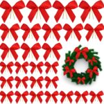 Pack of 36 Christmas Bows Red Ribbon Bow, Christmas Bow with Golden Ties, Red Christmas Tree Bows, Christmas Bows Decoration for Christmas Tree, Christmas Wreath, Gift Decoration