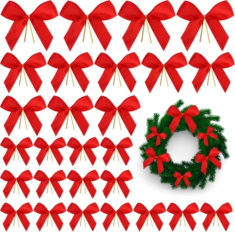 Pack of 36 Christmas Bows Red Ribbon Bow, Christmas Bow with Golden Ties, Red Christmas Tree Bows, Christmas Bows Decoration for Christmas Tree, Christmas Wreath, Gift Decoration