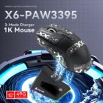 ⁦ماوس ألعاب X6 لاسلكي خفيف الوزن مع شريط لاصق مضاد للانزلاق، تصميم ذاتي الالتصاق بمقابض جانبية محسنة، ملصقات ووسادات/معجون مضادة للتعرق قابلة للتعديل من اتاك شارك (أسود)⁩ - الصورة ⁦2⁩