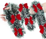 ⁦10 Meters Christmas Tinsel Garlands Christmas Chunky Tinsel Xmas Metallic Twist Garland Xmas Tinsel Hanging Decoration for Christmas Tree Decorations Wedding Party Supplies (green white)⁩ - الصورة ⁦3⁩