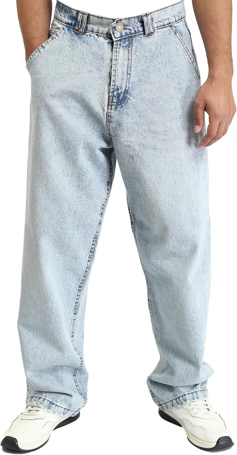 RAVIN Mens Wide Leg Trendy Jeans - Ice Blue - R207926 Pants (pack of 1)