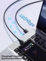 ⁦Essager 01 7A 100W USB-C (SuperVooc, SuperCharge, FlashCharge) Cable – USB-A to USB-C – PD3.0/QC3.0 – Nylon Braided – for Samsung, Huawei, HONOR, OPPO, VIVO, OnePlus, Realme (Black, 1 meter)⁩ - الصورة ⁦2⁩
