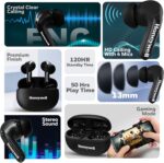 ⁦Honeywell Suono P2100 Bluetooth True Wireless Stereo Earbuds, 50 Hours Playtime, Environmental Noise Cancellation, 4 Mics, Type C Fast Charging, Low Latency Mode for Gaming, Bluetooth V5.3, Black⁩ - الصورة ⁦6⁩