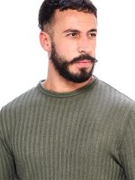 ⁦Ravin mens Long Sleeves Slip On Knitted Pullover - Olive Men Pullover⁩ - الصورة ⁦2⁩