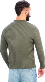 ⁦Ravin mens Long Sleeves Slip On Knitted Pullover - Olive Men Pullover⁩ - الصورة ⁦3⁩