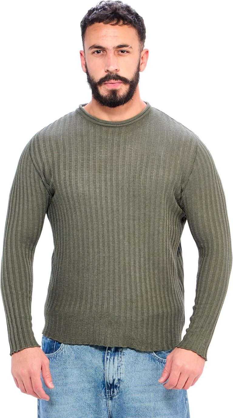 Ravin mens Long Sleeves Slip On Knitted Pullover - Olive Men Pullover