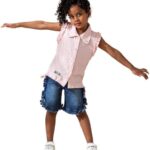 LarkArt 6329 2-Piece Set Lightweight Denim Shorts & C.Y Fabric Shirt For Girls