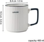 Ceramic mug,Ceramic Coffee Cups,milk cup, Ceramic mugs for home and office,Ceramic breakfast mug with handle,Microwave safe milk coffee cup (white) - الصورة 2
