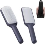 Self Cleaning Detangling Hair Brush for Women and Men, Organic No Pull Hair Brush, Professional Detangling Brush for Wet and Dry Hair (Purple or Grey)