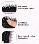 ⁦Curl Defining Brush for Curly Hair - Styling and Detangler Brush with Comb for Curly Hair; Includes Bonus Hairstyling ToolBrush, Tangling-Shaping and Refining Curls f -1pc -multicolor⁩ - الصورة ⁦2⁩