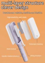 ⁦Self Cleaning Detangling Hair Brush for Women and Men, Organic No Pull Hair Brush, Professional Detangling Brush for Wet and Dry Hair (Purple or Grey)⁩ - الصورة ⁦5⁩