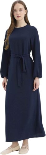DeFacto womens CNS Regular Fit C Neck Long Sleeve Dress & Skirt Long Sleeve Woven Dress Dress (pack of 1)