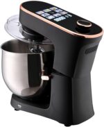 Zada (ZADA) Perfect Chef 2000W, 10L Digital, Metal Gears, Touch Screen and Timer, 11 Speeds with 4 Accessories (2 Dough Hooks) - Black x Rose Gold