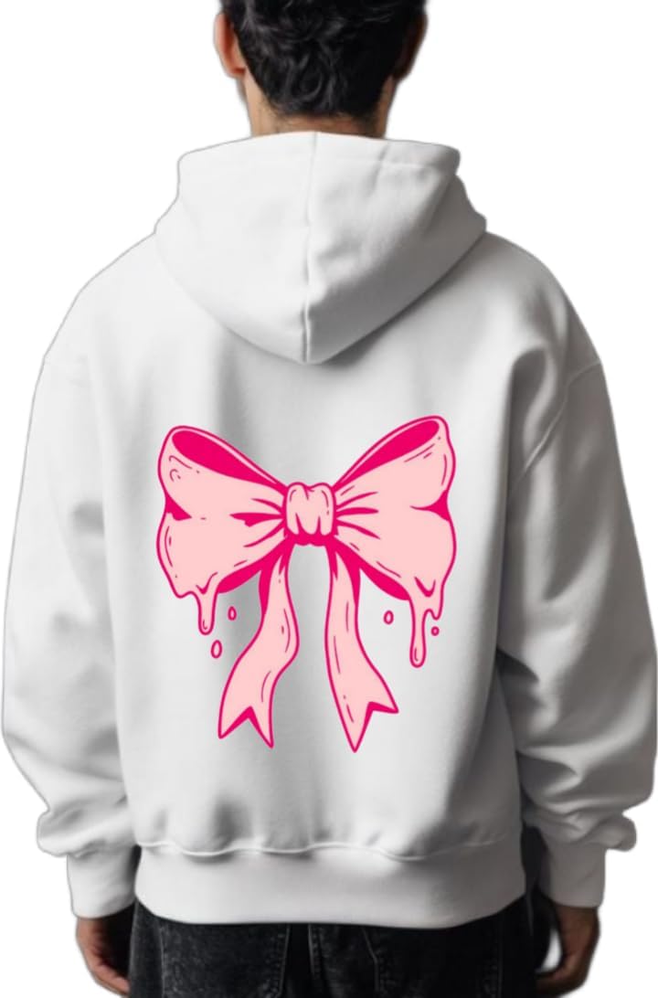 Coquette Pink Ribbon Bow كنزة ذات قبعة أبيض