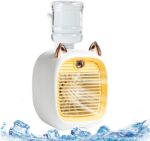 ⁦2 in 1 Portable Mini Evaporative Air Cooler with Water Tank, USB Charging Desk Fan 3 Speeds, Humidifier for Bedroom, Yellow⁩ - الصورة ⁦3⁩