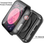 ⁦جراب Piuellia أسود صلب مكون من قطعتين لساعة Apple Watch SE Series 6 Series 5 Series 4 مقاس 44 مم، واقي شاشة iWatch PC، غطاء حماية شامل رفيع للغاية⁩ - الصورة ⁦2⁩
