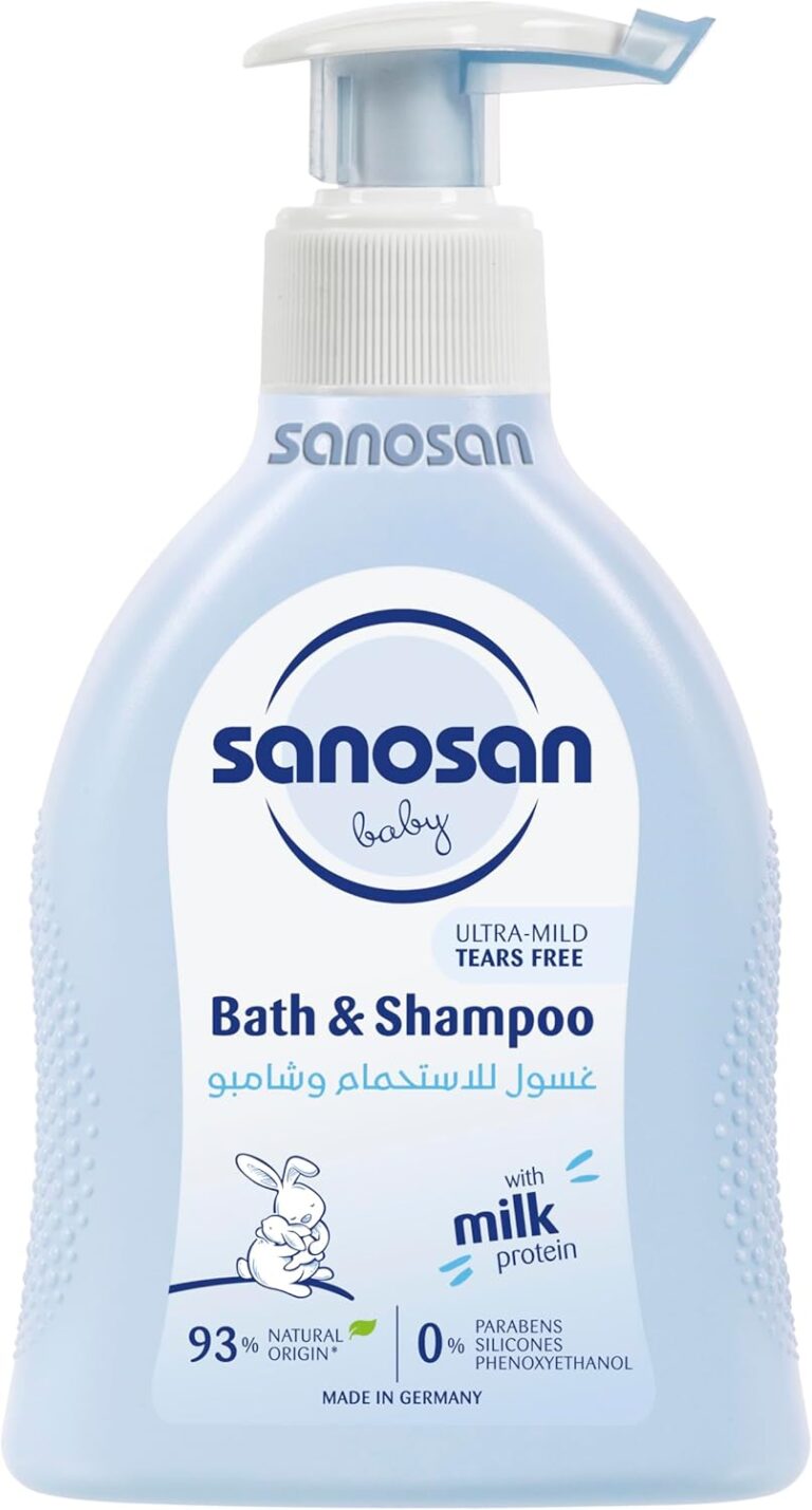 شامبو من سانوسان للشعر الناعم، تنظيف لطيف للأطفال حديثي الولادة، خالٍ من الدموع ومكونات طبيعية، عبوة واحدة سعة 200 مليلتر