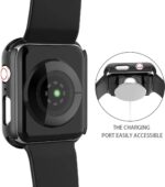 ⁦جراب Piuellia أسود صلب مكون من قطعتين لساعة Apple Watch SE Series 6 Series 5 Series 4 مقاس 44 مم، واقي شاشة iWatch PC، غطاء حماية شامل رفيع للغاية⁩ - الصورة ⁦4⁩