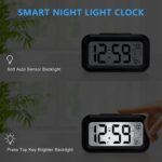 ⁦مصباح ليلي ذكي بشاشة LED، غفوة، التاريخ، 12/24 ساعة، درجة حرارة داخلية، ساعة منبه للمكتب تعمل بالبطارية (اسود)⁩ - الصورة ⁦5⁩