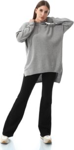 ⁦Andora womens High-Low Knitted Hoodie Pullover Sweater (pack of 1)⁩ - الصورة ⁦4⁩