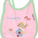 مريلة من القطن للبنات من ميكس اند ماكس مطرزة بعبارة "Tweety Pie"- لون روز واخضر مينت