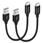 كابل شحن سريع USB من نوع سي قصير، كابل نوع سي بتقنية كيو سي 3.0، بطول (15 سم) لنقل بيانات سريع، كابل متين بغطاء نايلون، متوافق مع جهاز سويتش،، اكسبيريا XZ2 / XZ، وجالاكسي S10 / S9 / S8 / A21 / A20