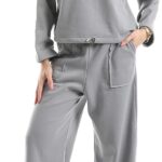 Womens Women's Melton two-piece T-shirt and wide-leg pants Women's Melton two-piece T-shirt and wide-leg pants