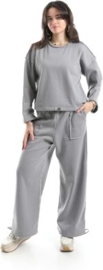Womens Women's Melton two-piece T-shirt and wide-leg pants Women's Melton two-piece T-shirt and wide-leg pants