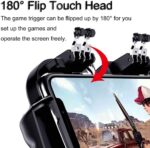 ⁦4 Trigger Mobile Game Controller with Cooling Fan for PUBG/Call of Duty/Fortnite [6 Finger Operation] YOBWIN L1R1 L2R2 Gaming Grip Gamepad Mobile Controller Trigger for 4.7-6.5" iOS Android Phone⁩ - الصورة ⁦4⁩