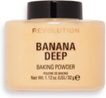 Revolution Beauty London Loose Baking Powder, Makeup Setting Powder, Long Lasting Coverage, Mattifies & Reduces Shine, Banana Deep, 1.13 Oz