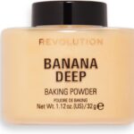 Revolution Beauty London Loose Baking Powder, Makeup Setting Powder, Long Lasting Coverage, Mattifies & Reduces Shine, Banana Deep, 1.13 Oz