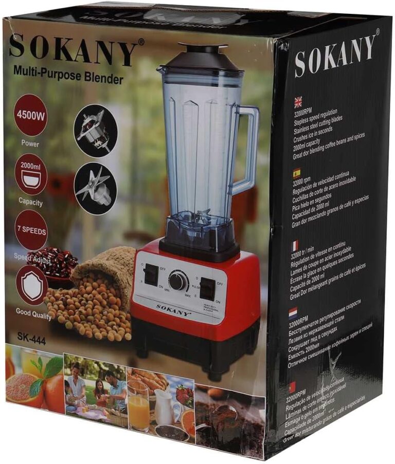 Sokany 4500w heavy duty commercial grade automatic blender, 2l jar - multi-color