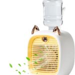 2 in 1 Portable Mini Evaporative Air Cooler with Water Tank, USB Charging Desk Fan 3 Speeds, Humidifier for Bedroom, Yellow