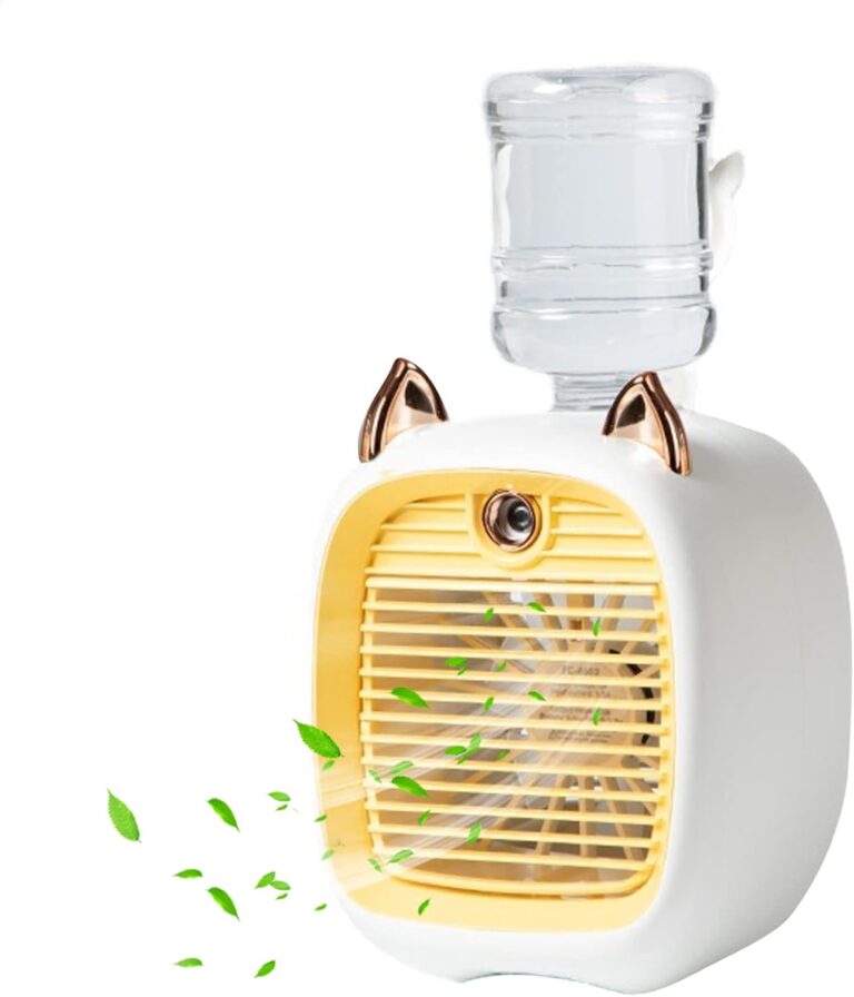 2 in 1 Portable Mini Evaporative Air Cooler with Water Tank, USB Charging Desk Fan 3 Speeds, Humidifier for Bedroom, Yellow