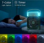⁦مروحة تبريد صغيرة محمولة مع 5 بخاخات، مروحة مكتب بمنفذ USB بتيار متردد LED بـ7 ألوان للمكتب والمطبخ المنزلي وغرفة النوم والسكن العشوائي من ماي سوق إي جي⁩ - الصورة ⁦4⁩