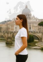 ⁦قميص بقصة كلاسيكية ومزيج من القطن الناعم والسباندكس، تيشرت كاجوال بأكمام قصيرة للنساء، بلوزة مريحة للاستخدام اليومي⁩ - الصورة ⁦3⁩