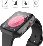 ⁦جراب Piuellia أسود صلب مكون من قطعتين لساعة Apple Watch SE Series 6 Series 5 Series 4 مقاس 44 مم، واقي شاشة iWatch PC، غطاء حماية شامل رفيع للغاية⁩ - الصورة ⁦3⁩