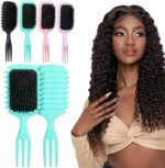 ⁦Curl Defining Brush for Curly Hair - Styling and Detangler Brush with Comb for Curly Hair; Includes Bonus Hairstyling ToolBrush, Tangling-Shaping and Refining Curls f -1pc -multicolor⁩ - الصورة ⁦5⁩