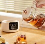 Electric Kettle with Digital Display, Glass Teapot with Temperature Control, Health Brewing Timer, water boiler.