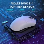 ⁦ماوس العاب لاسلكي خفيف الوزن X11 من اتاك شارك مع قاعدة شحن RGB، وضع ثلاثي 2.4G/USB-C سلكي/بلوتوث، 22K DPI، مستشعر بصري PAW3311، مفتاح هويو، 5 ازرار قابلة للبرمجة للكمبيوتر/ماك (ابيض)⁩ - الصورة ⁦5⁩