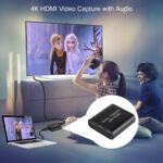 ⁦بطاقة تسجيل فيديو مع صوت مزودة بمخرج HDMI 4K مسجل فيديو بدقة 1080 بكسل بمعدل 60 إطار في الثانية متوافقة مع Switch/PS4/PS5/Xbox/كاميرا/كمبيوتر مناسبة للبث المباشر والألعاب والإذاعة⁩ - الصورة ⁦6⁩