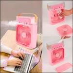 ⁦مروحة تكييف هواء صغيرة مدمجة 4 في 1 من درومستون مزودة بمنفذ USB وضوضاء منخفضة وخزان مياه سعة 600 مل مثالي للتخييم والمنزل والمكتب درامستون عرض صيفي - بينك زهري⁩ - الصورة ⁦5⁩