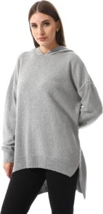 ⁦Andora womens High-Low Knitted Hoodie Pullover Sweater (pack of 1)⁩ - الصورة ⁦2⁩