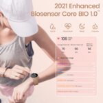 ⁦ساعات ذكية للنساء 2022 جديدة كليا لجوالات اندرويد وايفون بسوار من الستانلس ستيل، ساعة تتبع اللياقة البدنية مقاومة للماء 3 ايه تي ام مع خاصية النوم ومعدل ضربات القلب ومراقبة الاكسجين في الدم، ذهبي وردي⁩ - الصورة ⁦3⁩