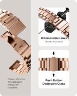 ⁦Fullmosa Bracelet Compatible with Samsung Garmin,24 mm 22 mm 20 mm 19 mm 18 mm 16 mm 14 mm Stainless Steel Watch Strap for Women Men⁩ - الصورة ⁦4⁩