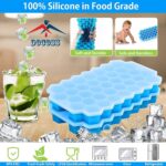 ⁦DOCOSS Pack of 3 Silicone Ice Mold Premium Ice Cube Moulds Maker 37 Cavity Silicon Ice Tray for Freezer Ice Cube Trays with Lid (Multicolor)⁩ - الصورة ⁦2⁩