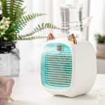 ⁦2 in 1 Portable Mini Evaporative Air Cooler with Water Tank, USB Charging Desk Fan 3 Speeds, Humidifier for Bedroom, Yellow⁩ - الصورة ⁦4⁩